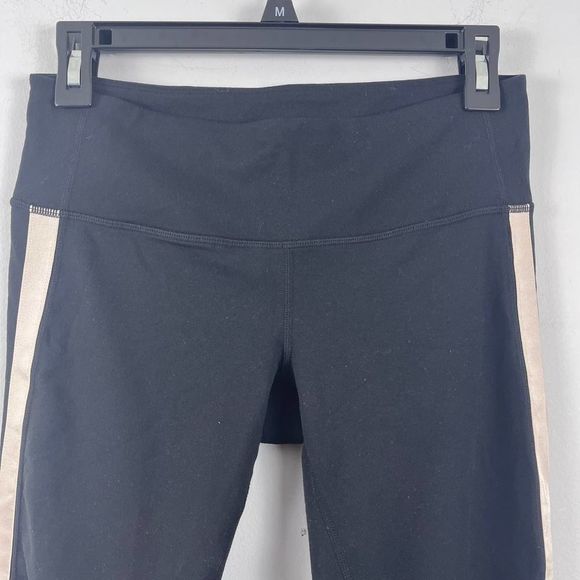 Athleta Metro Tux Stripe Black Chaturanga Ankle Zip Side Stripe cropped Leggings - Picture 2 of 16